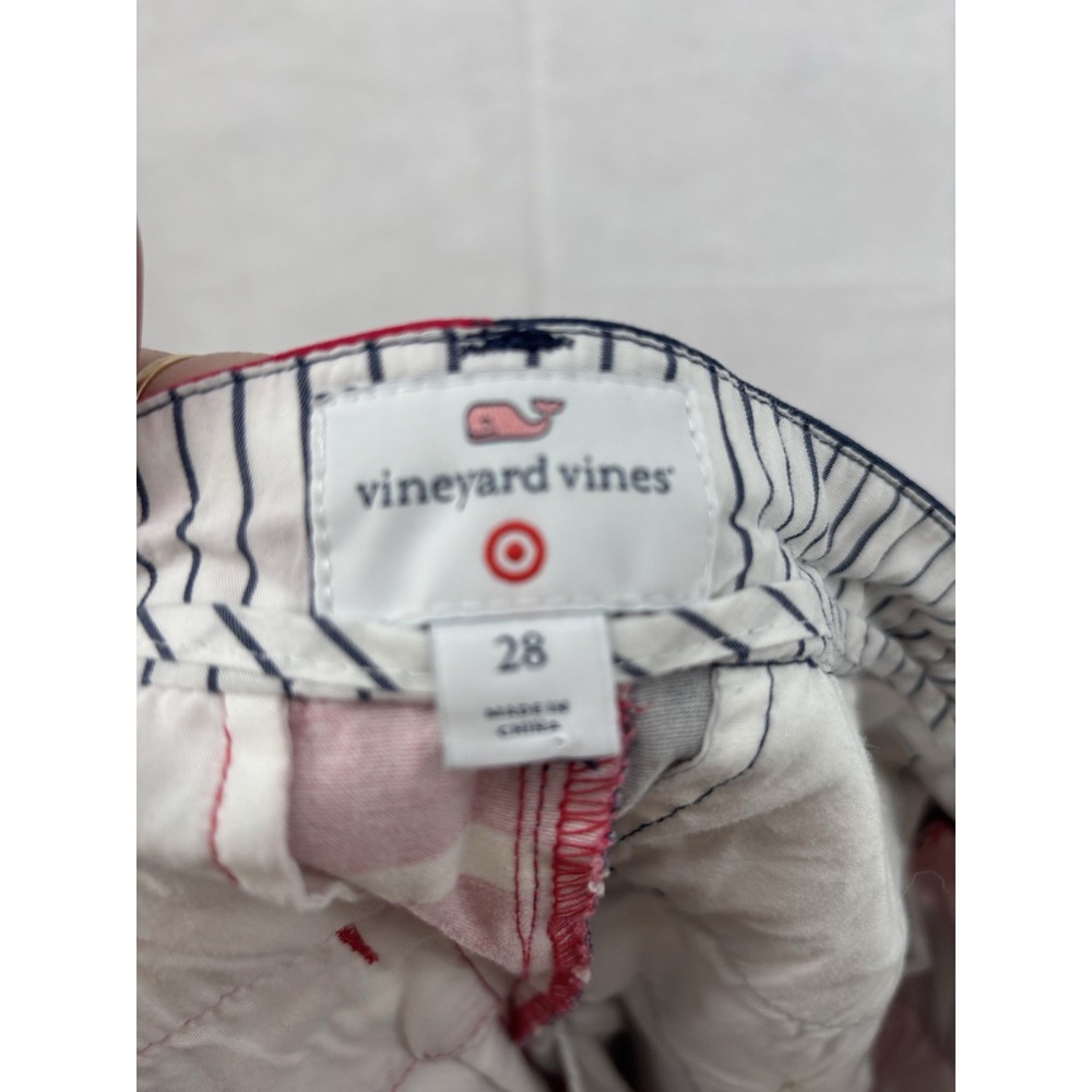 Vineyard Vines Shorts Men's 28x8 Red Blue White American Flag Chino Striped - Picture 2 of 11